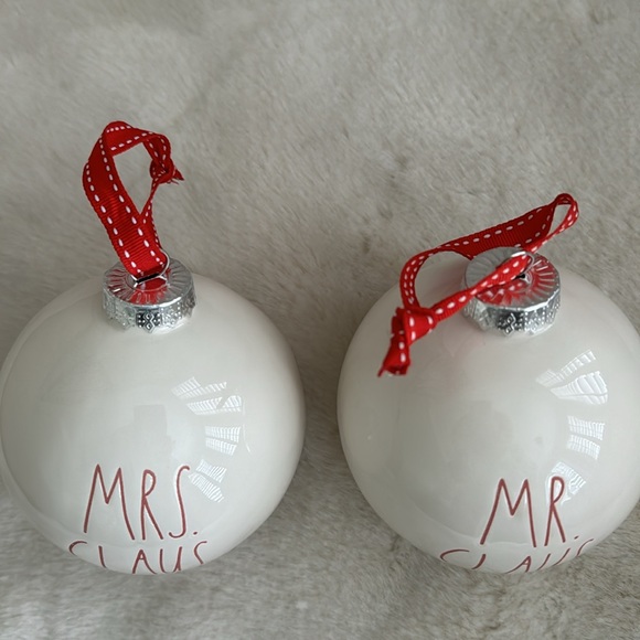 Rae Dunn “MR. AND MRS. CLAUS” Christmas Ornaments - Picture 9 of 9